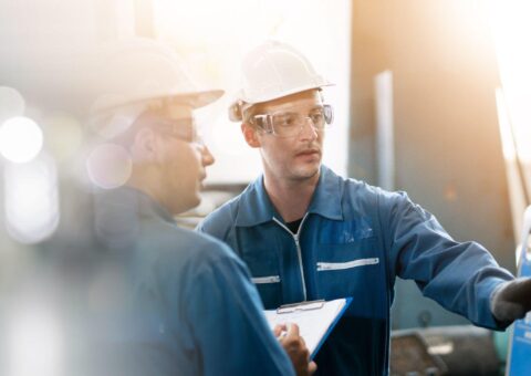 Professional men engineer worker skills quality, maintenance, training industry factory worker